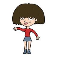 cartoon smug woman making dismissive gesture N10