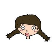 cartoon confused female face N10