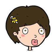 cartoon surprised female face N66