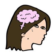 cartoon female head with brain symbol N17