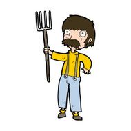 Cartoon Farmer With Pitchfork N12