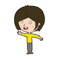 cartoon happy girl waving N10