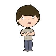 cartoon happy man with folded arm N10