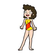 cartoon woman in swimming costume N11
