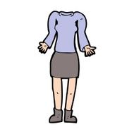 cartoon female body with shrugging shoulders (mix and match cart N10