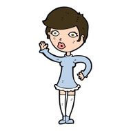 cartoon pretty woman waving N90