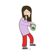 cartoon hippie man with bag of weed N10