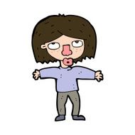 cartoon girl looking upwards N10