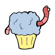 cartoon worm in cupcake N11