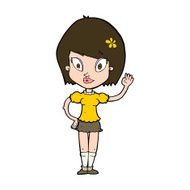 cartoon pretty girl waving N30