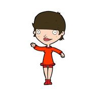 cartoon waving woman N146