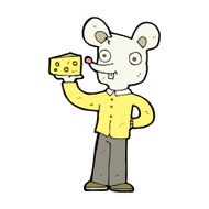 cartoon mouse holding cheese N10