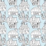 Houses monochrome seamless pattern N2