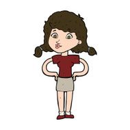 cartoon pretty girl with hands on hips N11