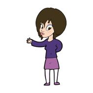 cartoon woman making welcome gesture N11