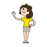 Cartoon Woman Waving N346