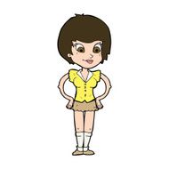 cartoon pretty woman with hands on hips N21