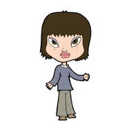 cartoon woman with open arms N100