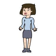 cartoon woman shrugging shoulders N494