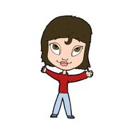 cartoon happy woman waving arms N11
