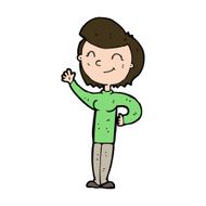 cartoon friendly waving woman N11