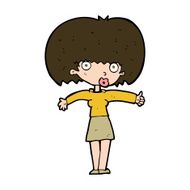 cartoon woman giving thumbs up symbol N68