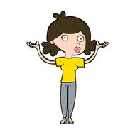 cartoon woman throwing arms in air N10