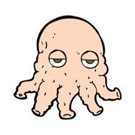 cartoon alien squid face N29