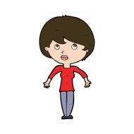 cartoon woman shrugging shoulders N496