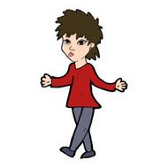 cartoon woman shrugging shoulders N498