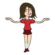 cartoon woman shrugging shoulders N500