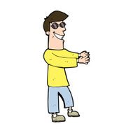 cartoon grinning man wearing glasses N11