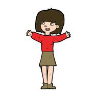 cartoon excited woman N138