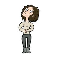 cartoon woman looking upwards N12