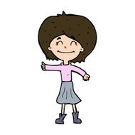 cartoon happy girl giving thumbs up symbol N11