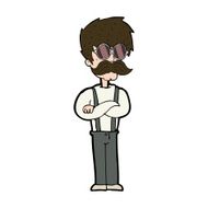 cartoon hipster man with mustache and spectacles N11