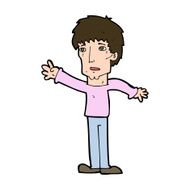 cartoon worried man reaching out N19