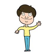 cartoon happy man waving N41