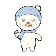 cartoon waving polar bear N53