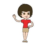 Cartoon Woman Waving N352