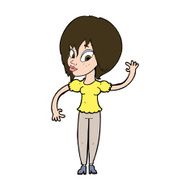 Cartoon Woman Waving N353