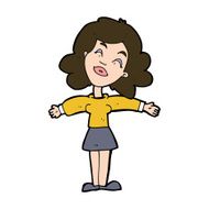 cartoon woman with open arms N103