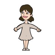 cartoon woman with open arms N104