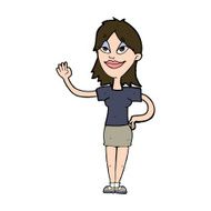 Cartoon Woman Waving N355