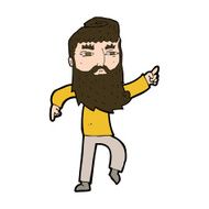 cartoon bearded man pointing the way N10