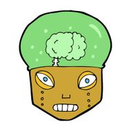 cartoon spooky robot head N12
