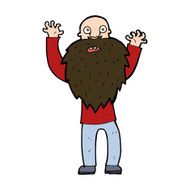 cartoon frightened old man with beard N11