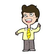 cartoon school boy raising hand N11