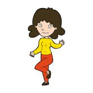 cartoon friendly woman waving N53
