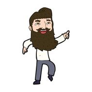 cartoon man with beard laughing and pointing N10